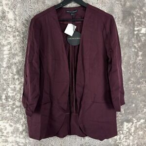 New Harlowe & Graham Size Large Open Front Drape Blazer Wine Tasting Long Sleeve